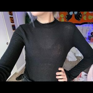 Black Longsleeve Lettuce Cut Urban Outfitters